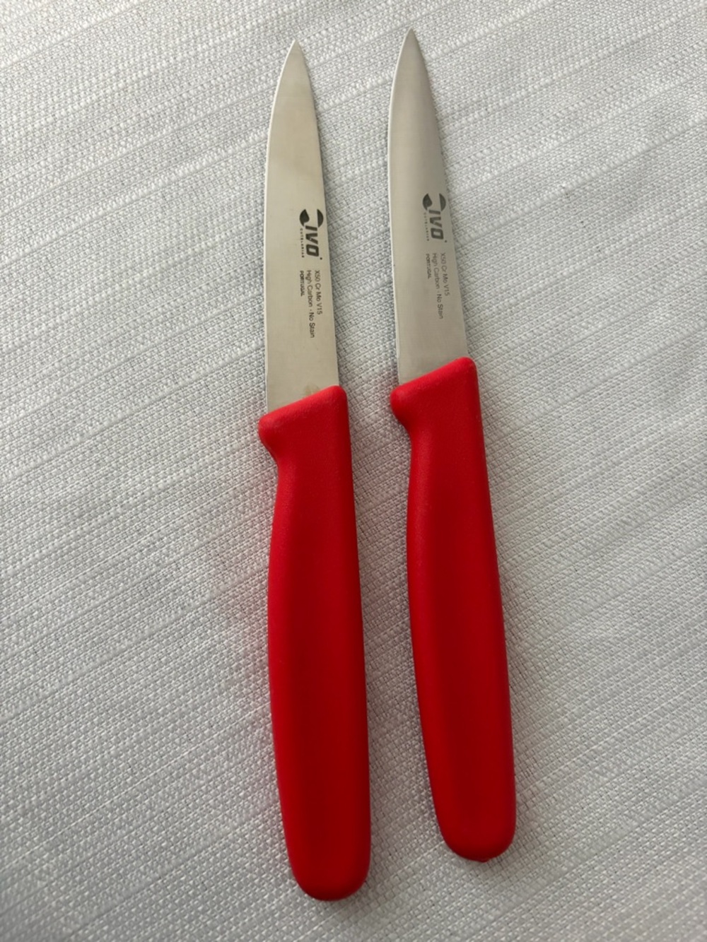 IVO Cutelarias Set of 2 Red Paring Knives High Carbon Portugal Excellent(F145)